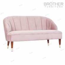 New design pink wooden frame 2 seater sofa